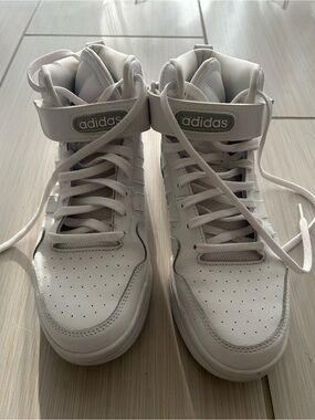 adidas White High-Top Lace-Up Sneakers with Ankle Strap